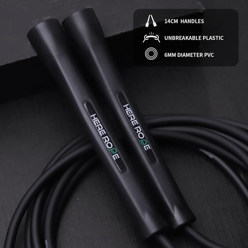WILLGOO Hererope 6MM PVC Jump Rope for Men & Women Fitness, Speed, Tricks, Cardio Training, Boxing Jump Rope with Unbreakable Handles and Non-Kinking Skipping Rope, Adjustable Jumprope for Indoor Outdoor - Image 2